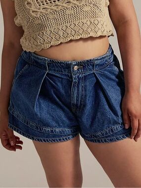 Free People We The Free CRVY Low Ryder Shorts - Quincy Blue - NWT New